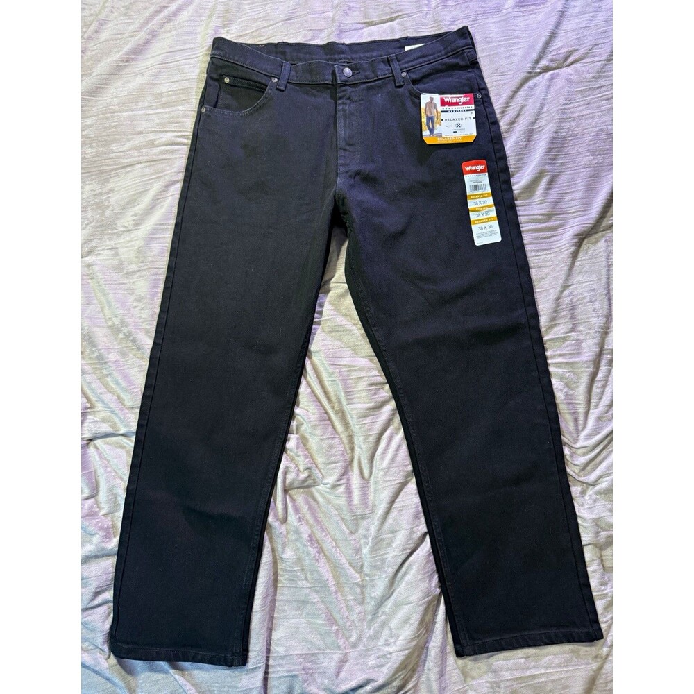 Wrangler Five Star Heritage Mens Relaxed Straight Black low Stretch Jeans 38x30